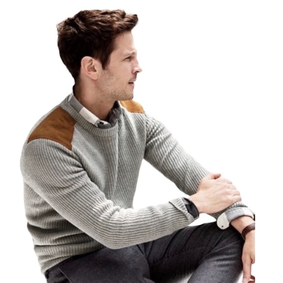 J Crew Woodsman Sweater Gray With Brown 